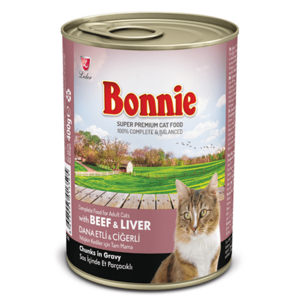 Bonnie Adult Cat Food Canned – Beef Chunks in Gravy 0.4kg