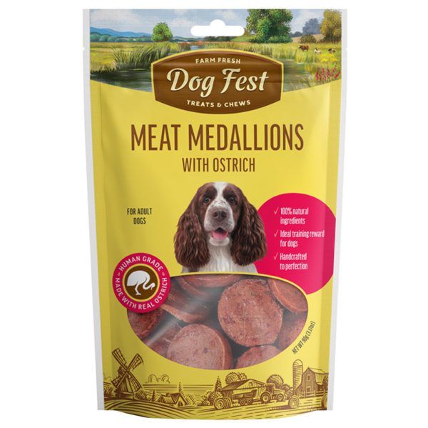 Dog Fest Meat Medallions With Ostrich For Adult Dogs 1pc