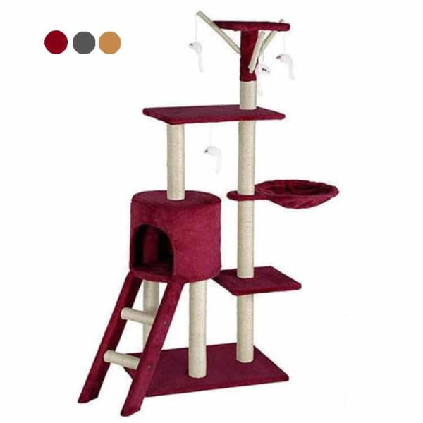 Hansi Cat Tree Condo with Toys, Hammock & Ladder 1pc