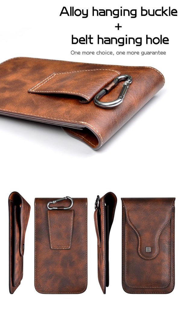 Multifunctional Pu Leather Cell Phone Waist Bag