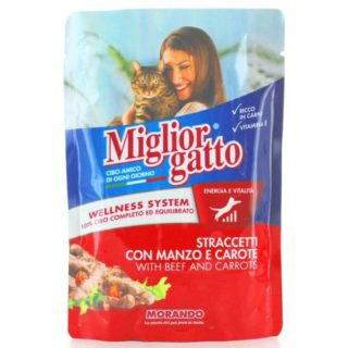 MIgliogatto Adult Cat Food Pouch Strips Beef And Carrots 100gr