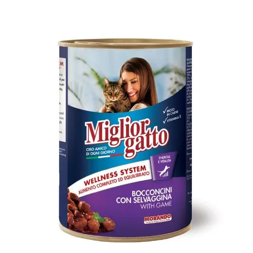 Migliorgatto Adult Cat Food Chucks With Game 405g