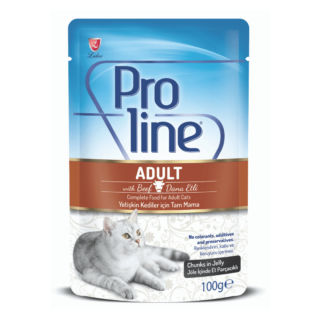 Proline Adult Cat Food Pouch – Beef Chunks in Jelly 0.1KG