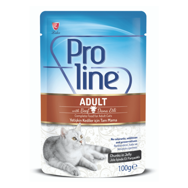 Proline Adult Cat Food Pouch – Beef Chunks in Jelly 0.1KG