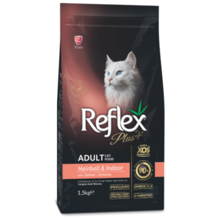 Reflex Plus Premium Adult Cat Food – Hairball & Indoor Salmon 1.5KG