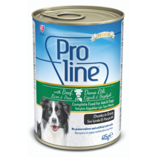 Proline Adult Dog Food Canned Beef, Liver & Peas Chunks in Gravy 0.415kg