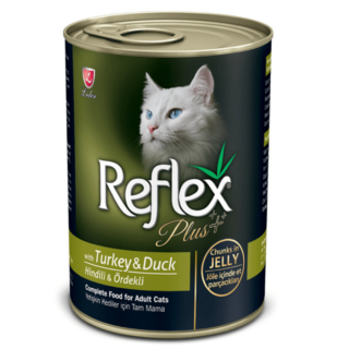 Reflex Plus Adult Cat Food Canned– Turkey & Duck Chunks IN Jelly 0.4kg