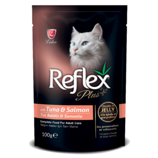 Reflex PlusAdult Cat Food pouch– Tuna & Salmon Chucks In Jelly 100gr
