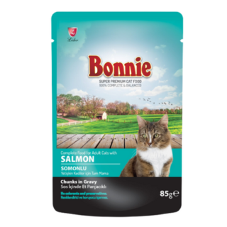 Bonnie Adult Cat Food Pouch – Salmon Chucks In Jelly 85G – PACK OF 12