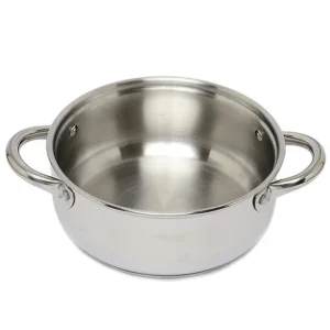 Stainless Steel Induction Base Belly Shaped Casserole w Glass lid - 19.5cm