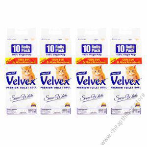 Velvex Premium Ultra Soft And More Absorbent Toilet Tissue Rolls 10 Count x Pack of 4