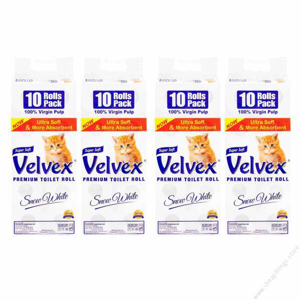 Velvex Premium Ultra Soft And More Absorbent Toilet Tissue Rolls 10 Count x Pack of 4