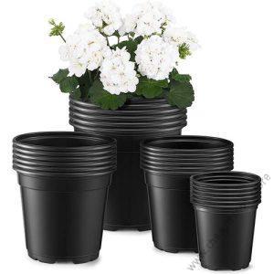 Flower Pots 1,000ml Black Round (4.5 inch x 5 inch) 10pcs