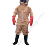 Bee Suit (beige cotton) Overall + Head Gear + Pair of Gloves + Bee Smoker – Local