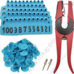 Cow Ear Tags Blue 100pcs + 1 Applicator