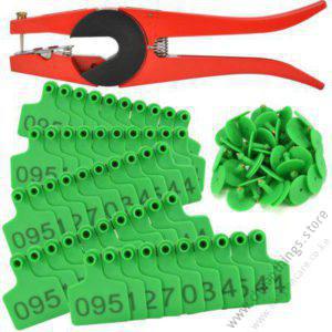 Cow Ear Tags Green 100pcs + 1 Applicator