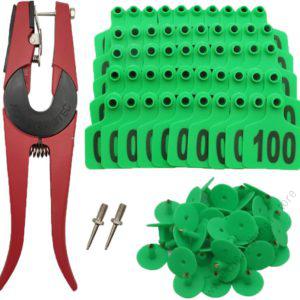 Cow Ear Tags Green 100pcs + 1 Applicator