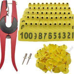 Cow Ear Tags Yellow 100pcs + 1 Applicator