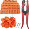 Cow Ear Tags Orange 100pcs + 1 Applicator