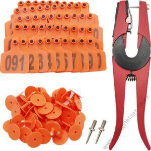 Cow Ear Tags Orange 100pcs + 1 Applicator