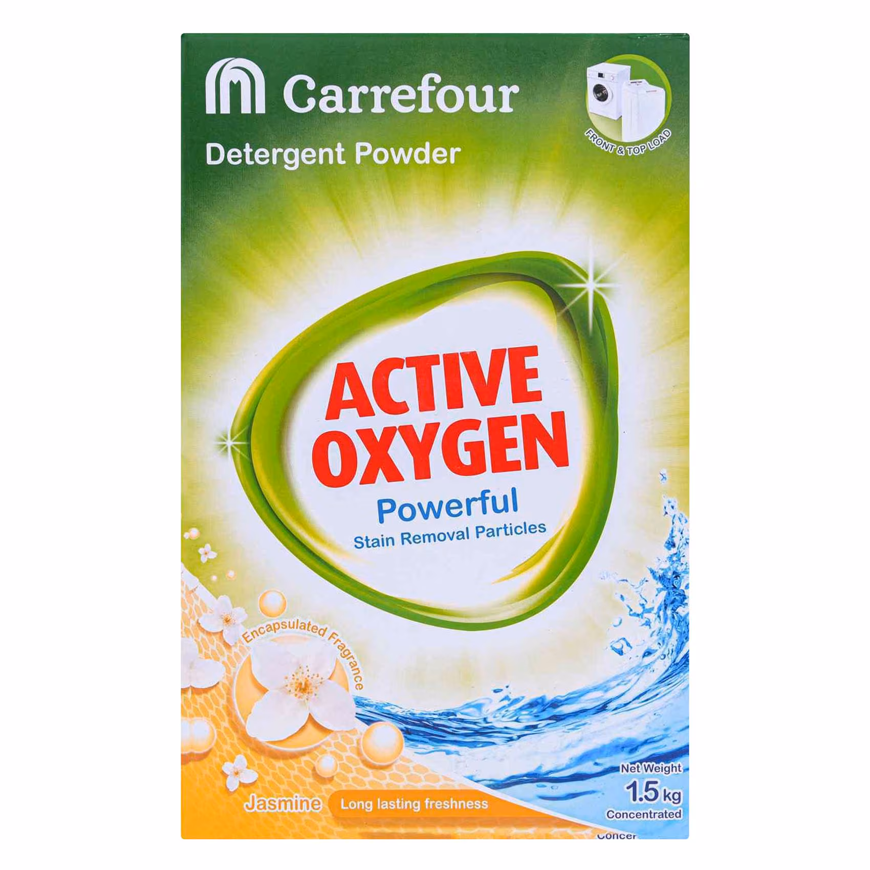Carrefour Jasmine Active Oxygen Top And Front Load Detergent Powder 1.5KG
