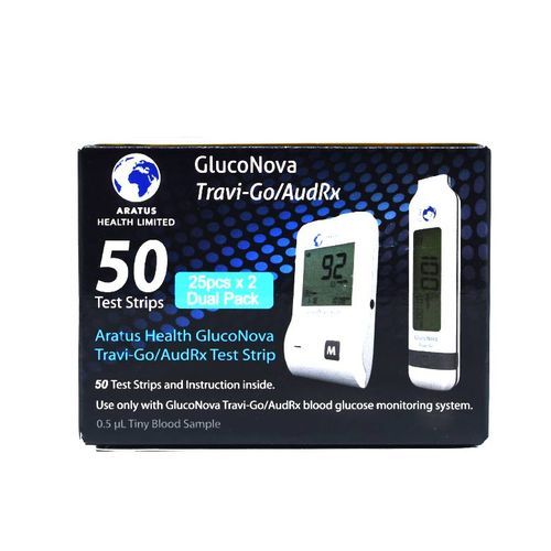 Gluconova Travi-Go Blood Sugar Monitor + (50 Strips) 1pc
