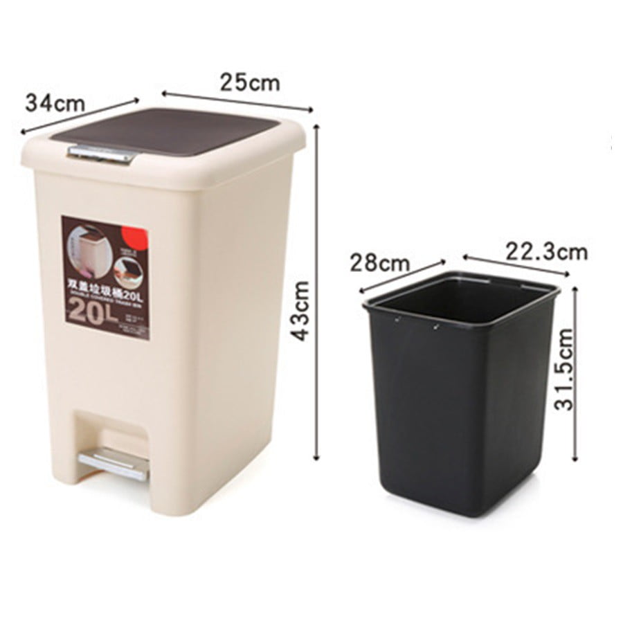2 in 1 Pedal Push Dustbin (15ltrs)