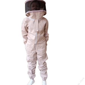 Bee Suit (beige cotton) Overall + Head Gear + Pair of Gloves + Bee Smoker - Imported