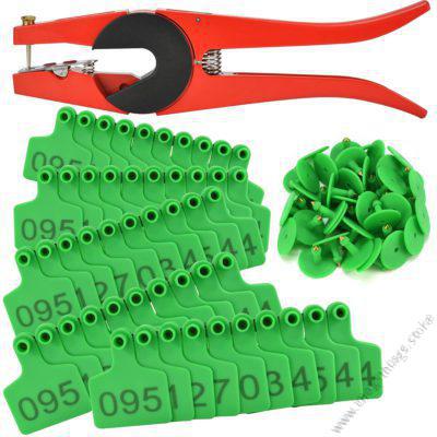 Cow Ear Tags Green 100pcs + 1 Applicator