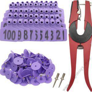 Cow Ear Tags Purple 100pcs + 1 Applicator