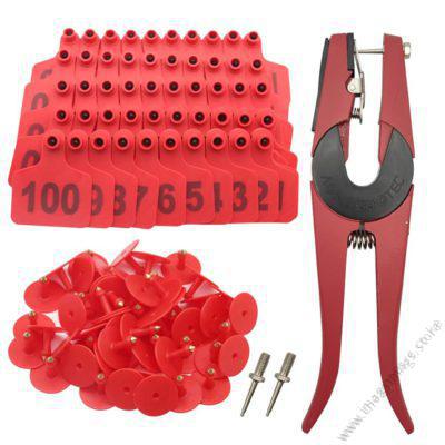 Cow Ear Tags Red 100pcs + 1 Applicator