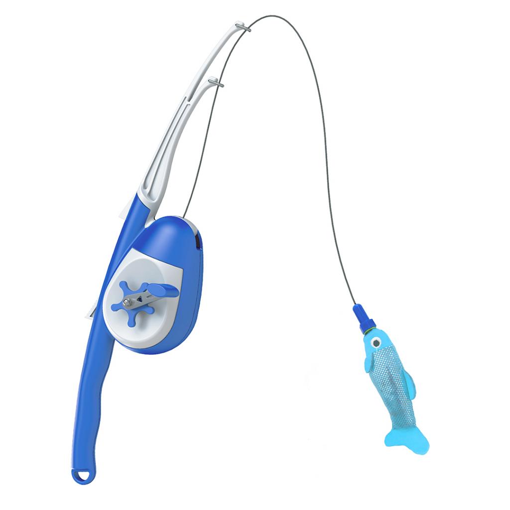 Interactive playing rod with plush fish 1pc