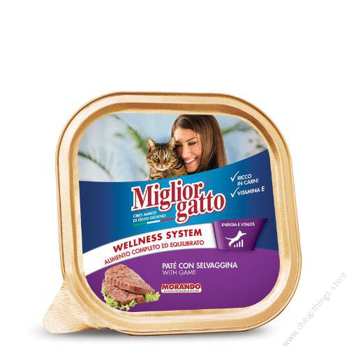 Migliorgatto Adult Cat Food Alutry Pate With Game 100gr