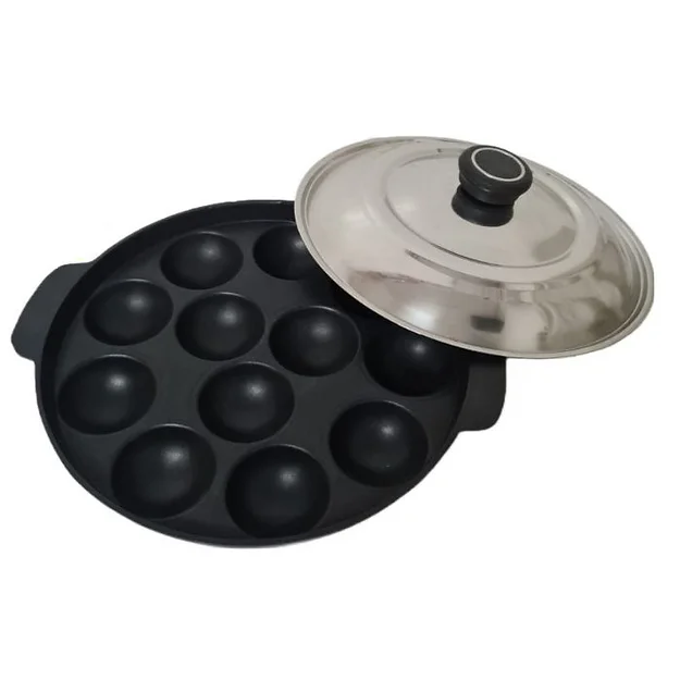 Non-Stick Appam Patra (12 Cavities) W/ Stainless Steel Lid (Aristo)