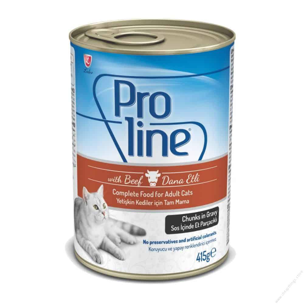 Proline Adult Cat Food Canned – Beef Chunks in Gravy 0.145kg