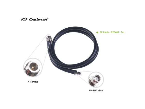 RF Cable; N Female to RP-SMA Male-CFD400-Black-1m - Image 5