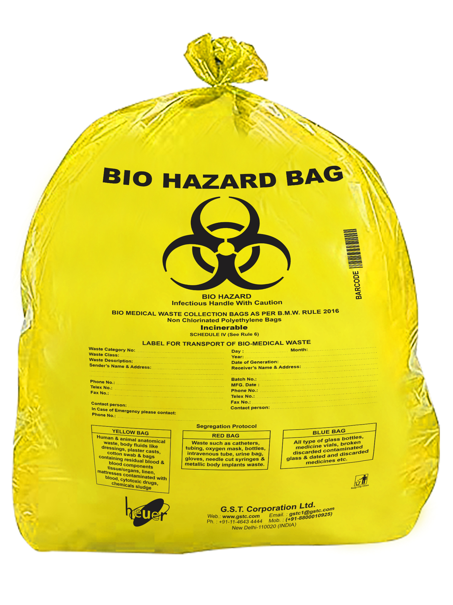 Bio Hazard Waste Disposal Bags 30x36inch Yellow 50pcs - Large