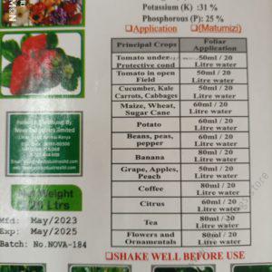 Novax Foliar Fertilizer (NPK 44:25:31) 20L